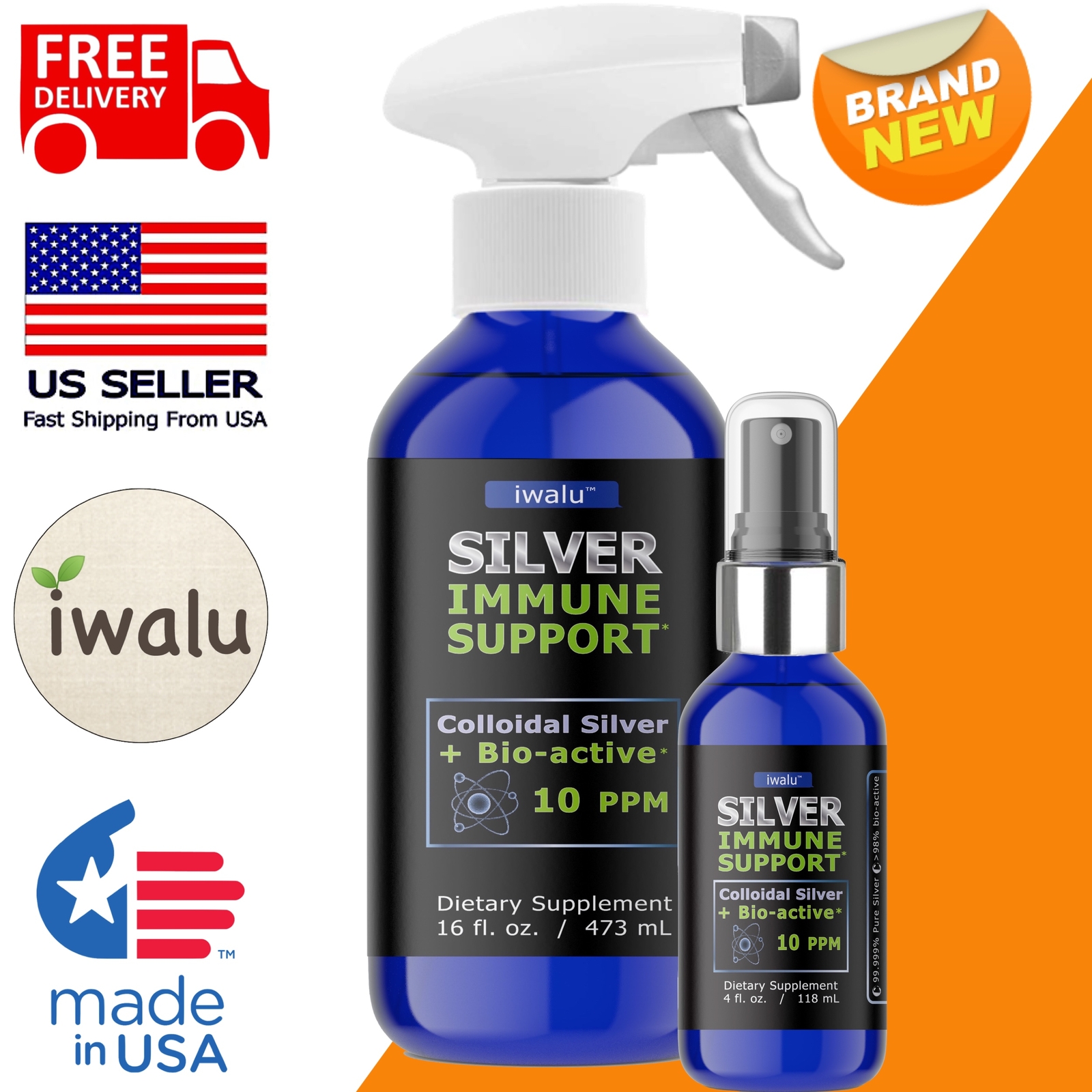 COLLIDE SILVER GEL Bio-active Nano Silver Liquid Spray Drops Support, SHIPS FREE