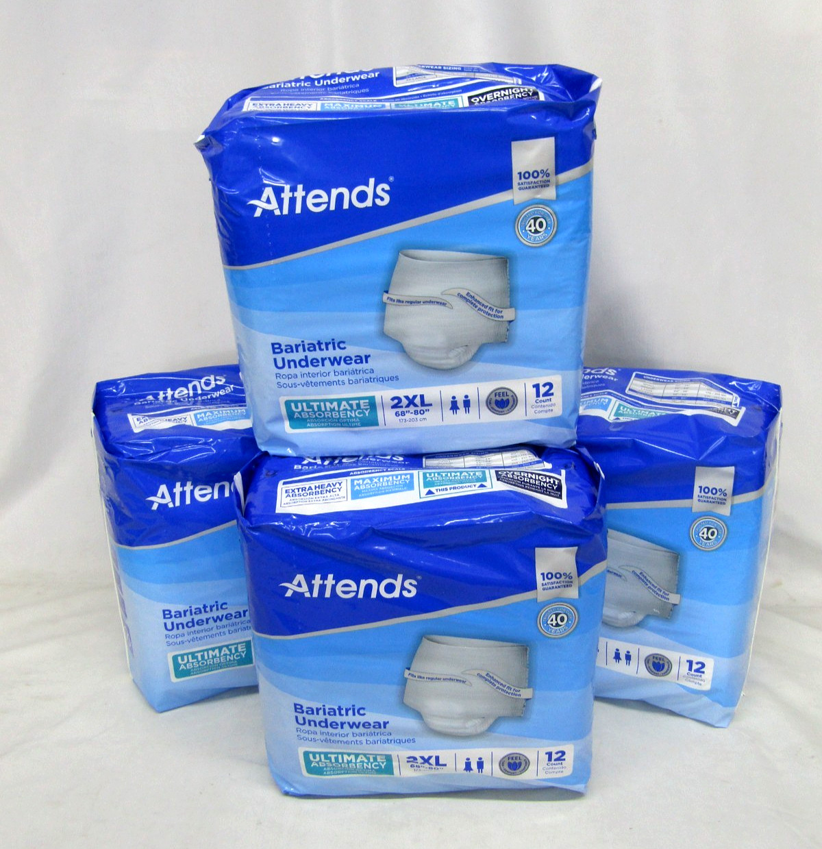 Attends AU50 Bariatric Adult Disposable Underwear 2XL Super Absorbent Core 48 Ct