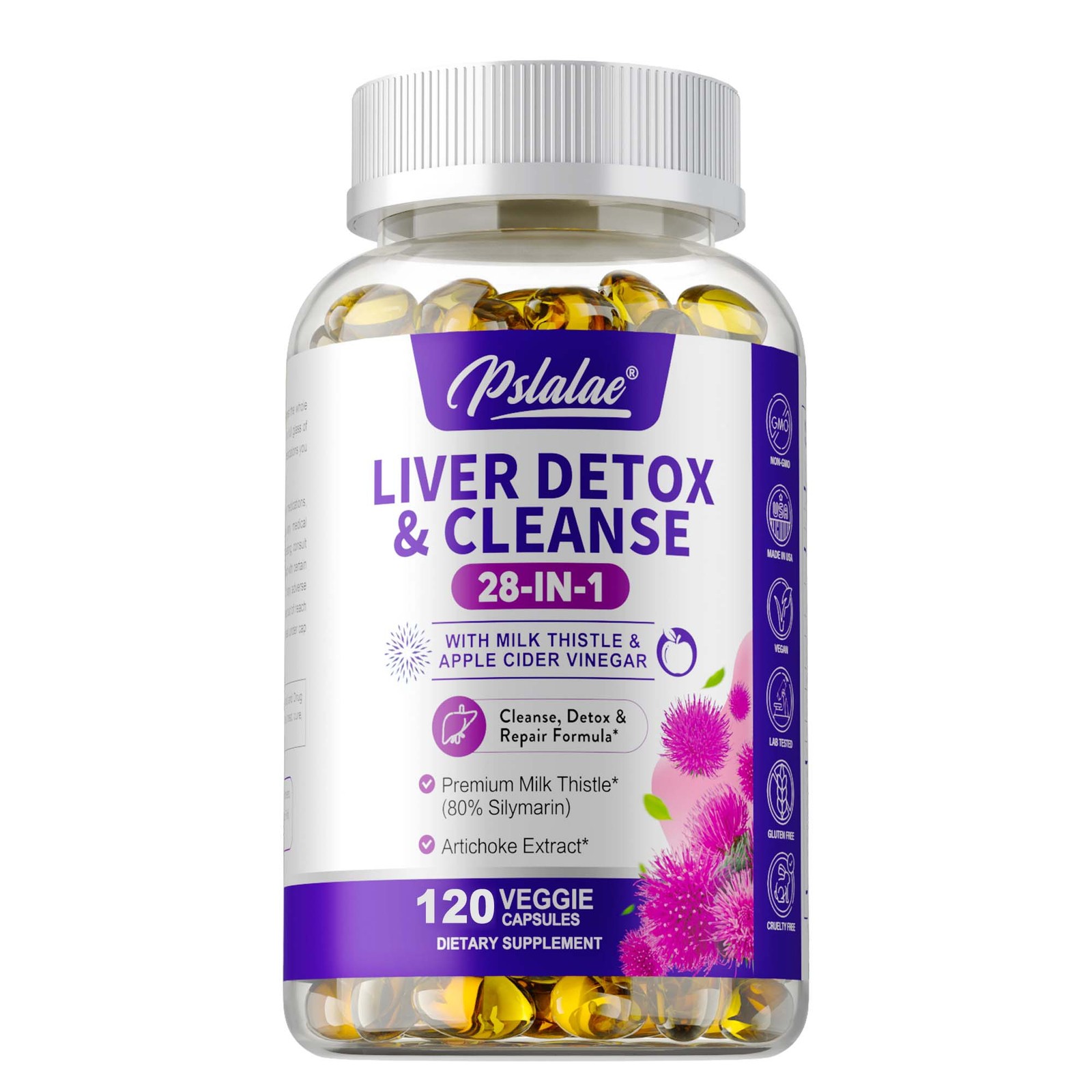 28-In-1 Liver Detox & Cleanse 1430mg -Immune Health, Repair Formula, Fast-Acting