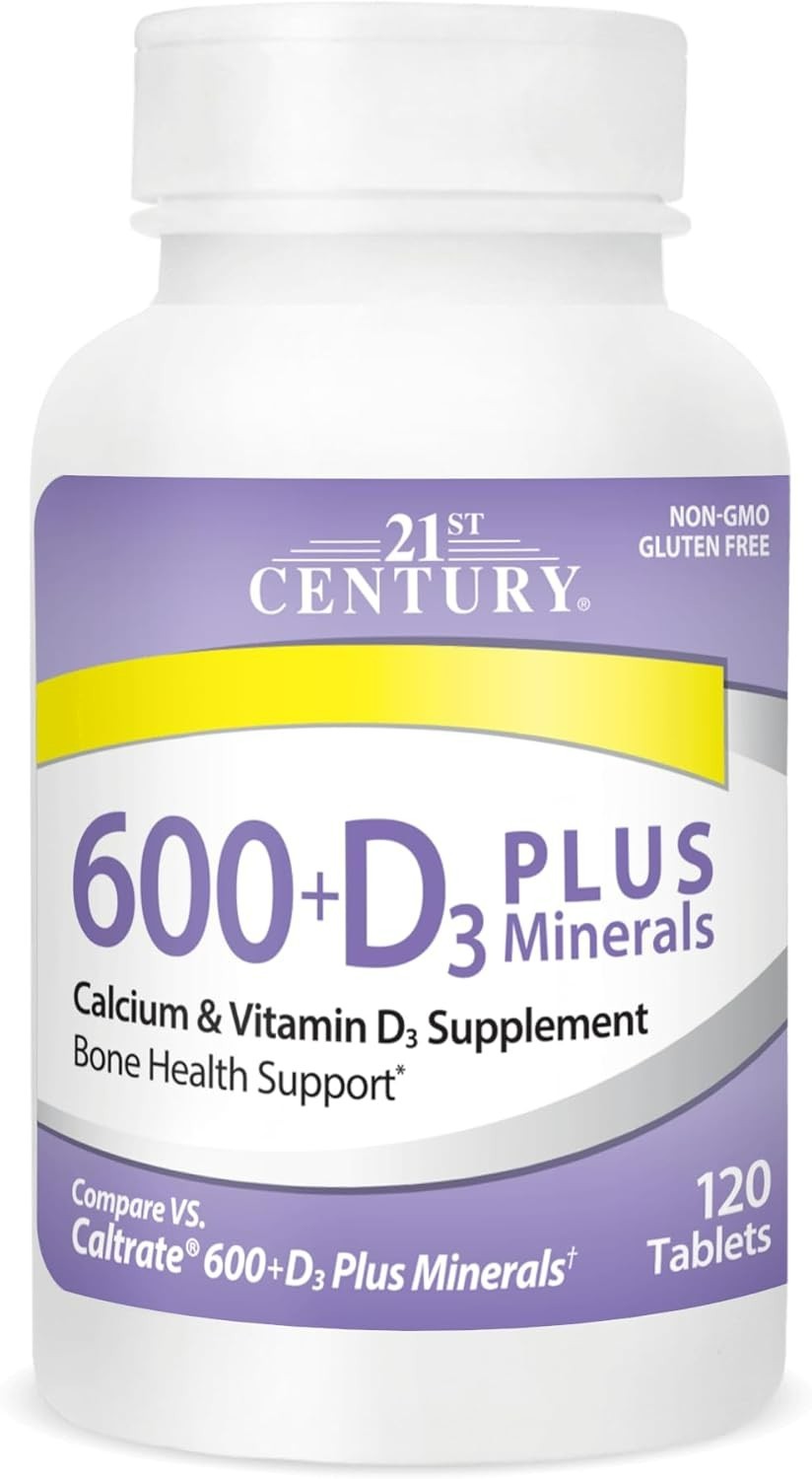 Calcium 600 Plus D3 & Minerals Caplets, 120 Count for Strong Bones & Joints