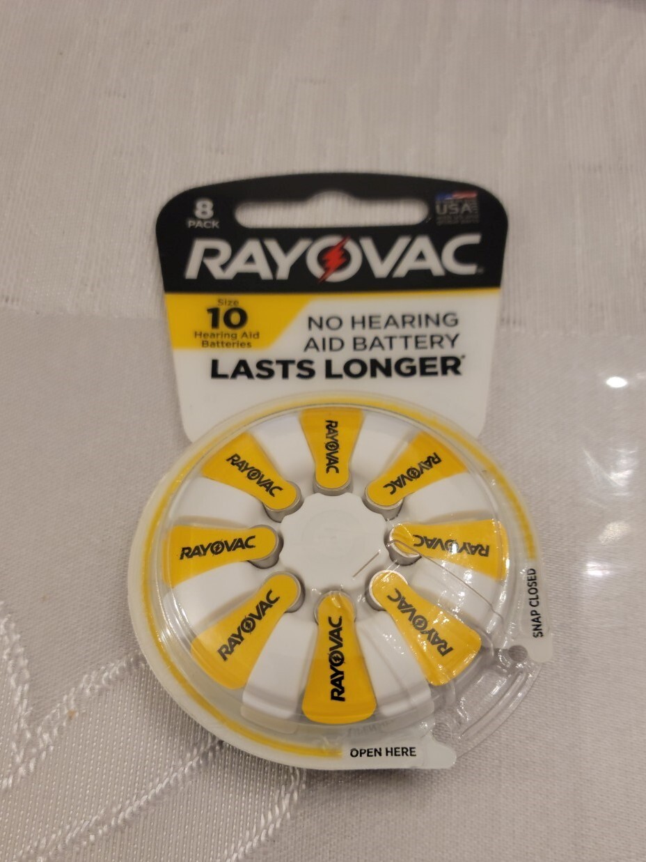Rayovac 8 pack Size 10 Hearing Aid Battery no hearing aid exp; NOV /2025