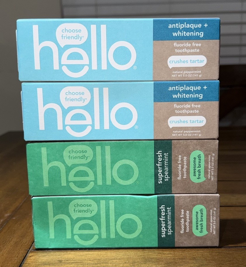 hello Antiplaque + Whitening Fluoride-Free Toothpaste, Peppermint, 5 oz