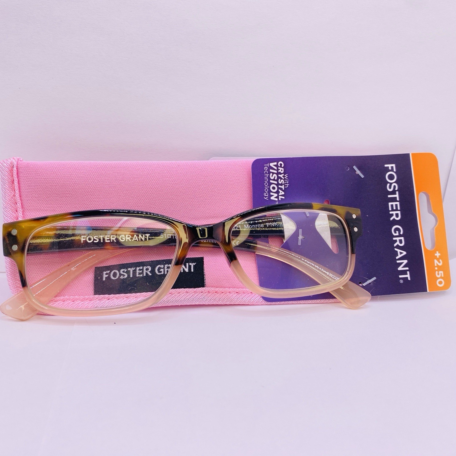 Foster Grant Reading Glasses +2.50 51 [] 18 139 MM Monroe Pink New With Case