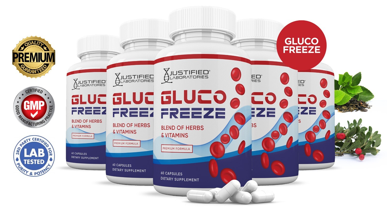 Glucofreeze Premium Formula 688MG 5 Bottles