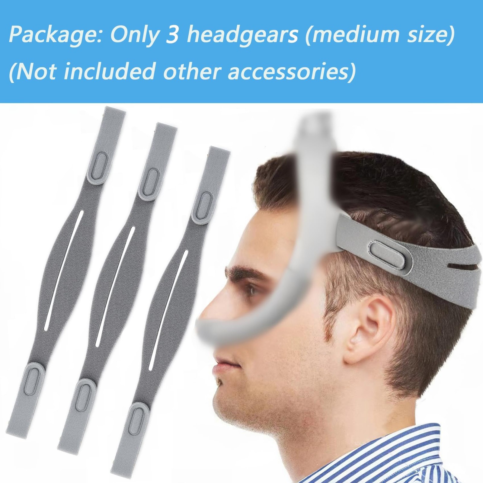 3 Pack Replacement Headgear Straps for Airfit N30i P30i, Soft Adjustable Fit, Ma