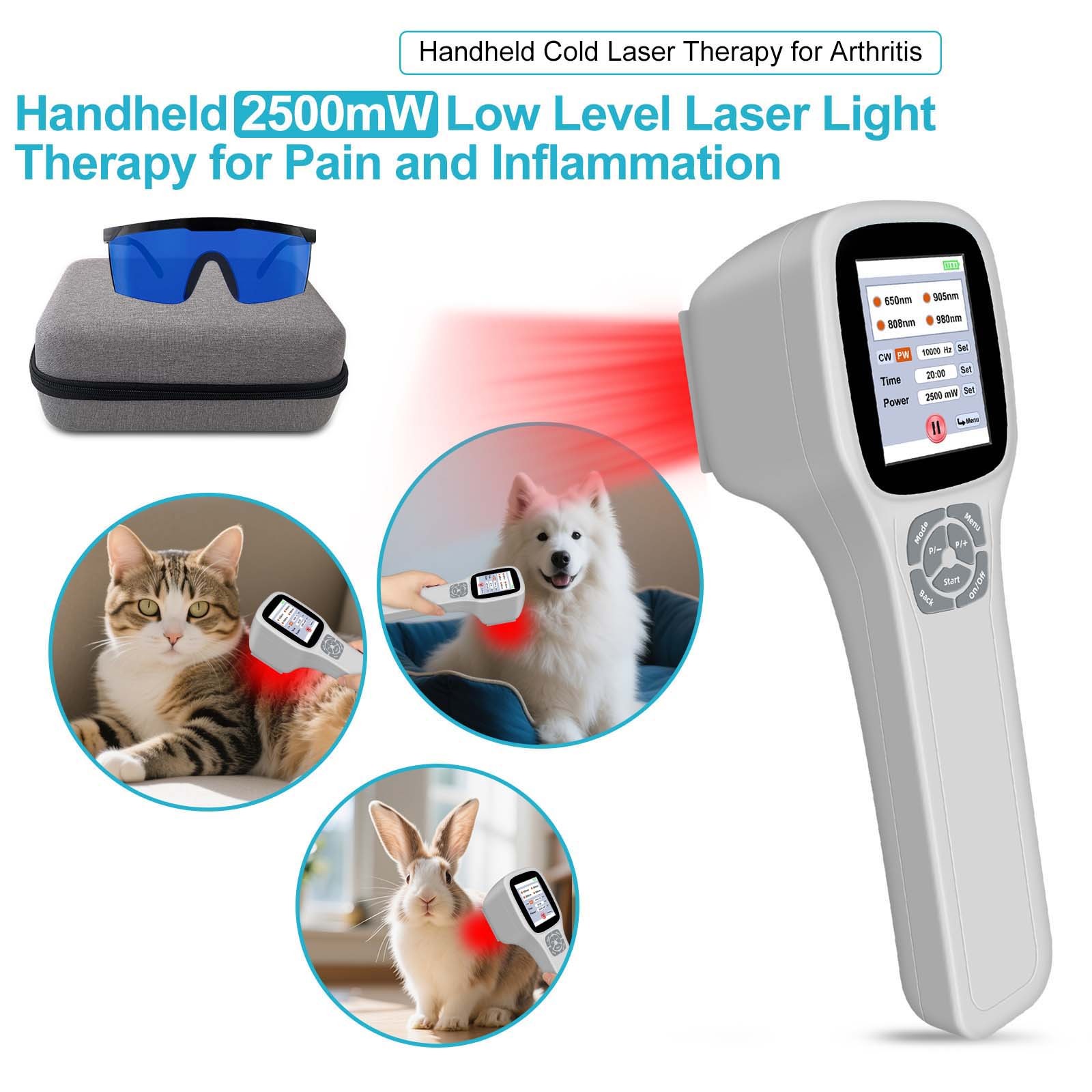 2500mW Class4 Cold Laser Therapy Device W/Touchscreen for Hand Knee Joint Pain