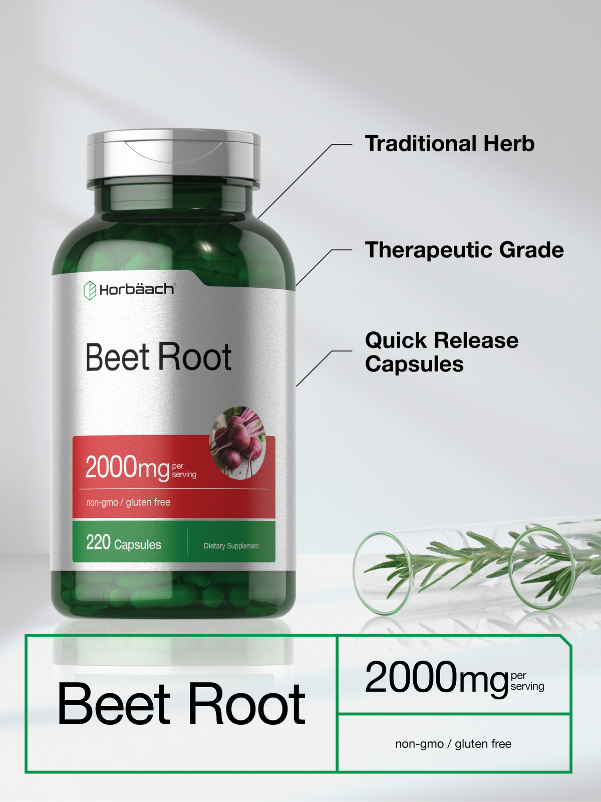 Beet Root Powder Capsules 2000mg | 220 Pills | Herbal Extract | by Horbaach