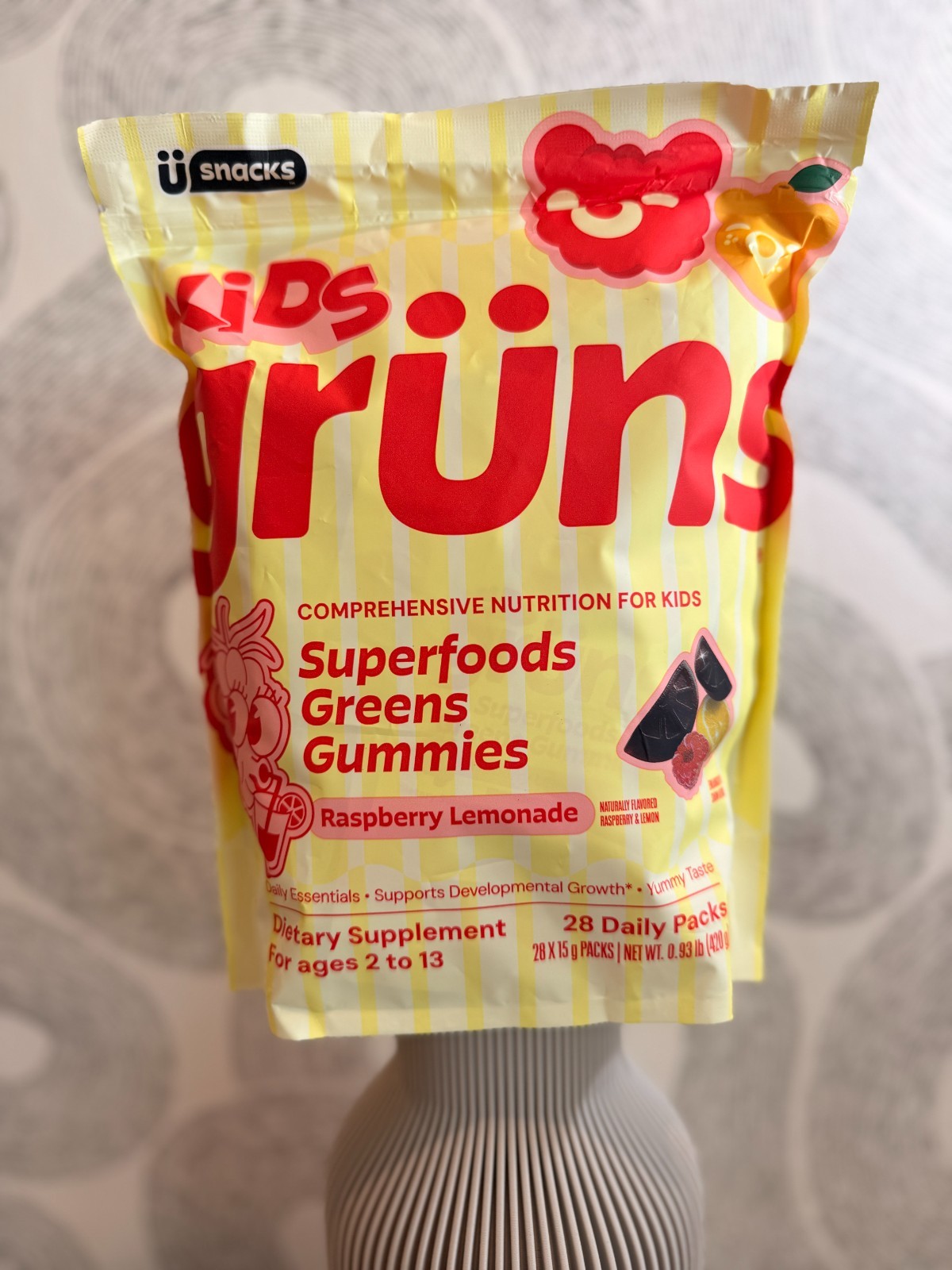 KIDS GRUNS SUPERFOODS GREEN GUMMIES DIETARY SUPPLEMENT – 28 DAILY PACKS – NEW