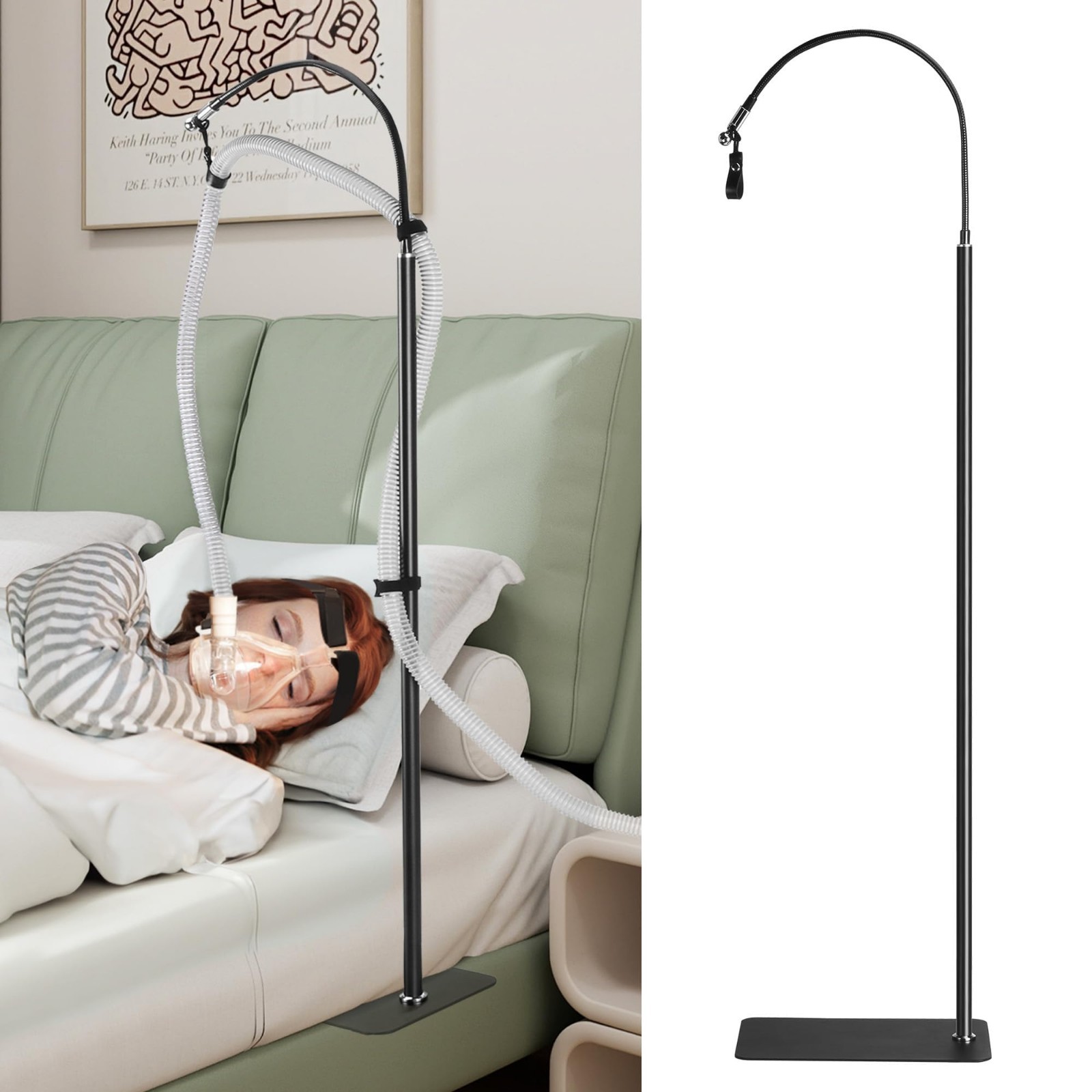 Adjustable CPAP Hose Holder for Bed – Prevent Tube Tangle & Blockage, Sleep Bett