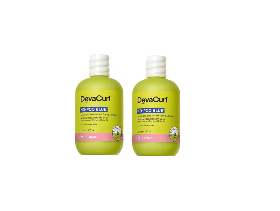 DevaCurl No-Poo Blue Anti-Brass Zero Lather Toning Cleanser, 12 fl. oz. -2 Pack