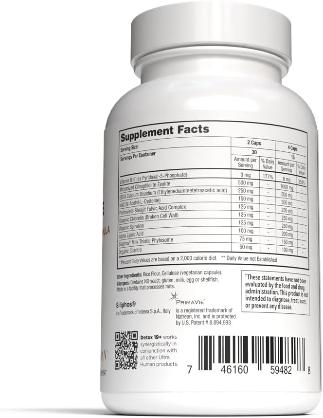 Ultra Human Detox19+ Zeolite Shilajit NAC Chlorella Spirulina 60 Caps “PREMIUM”