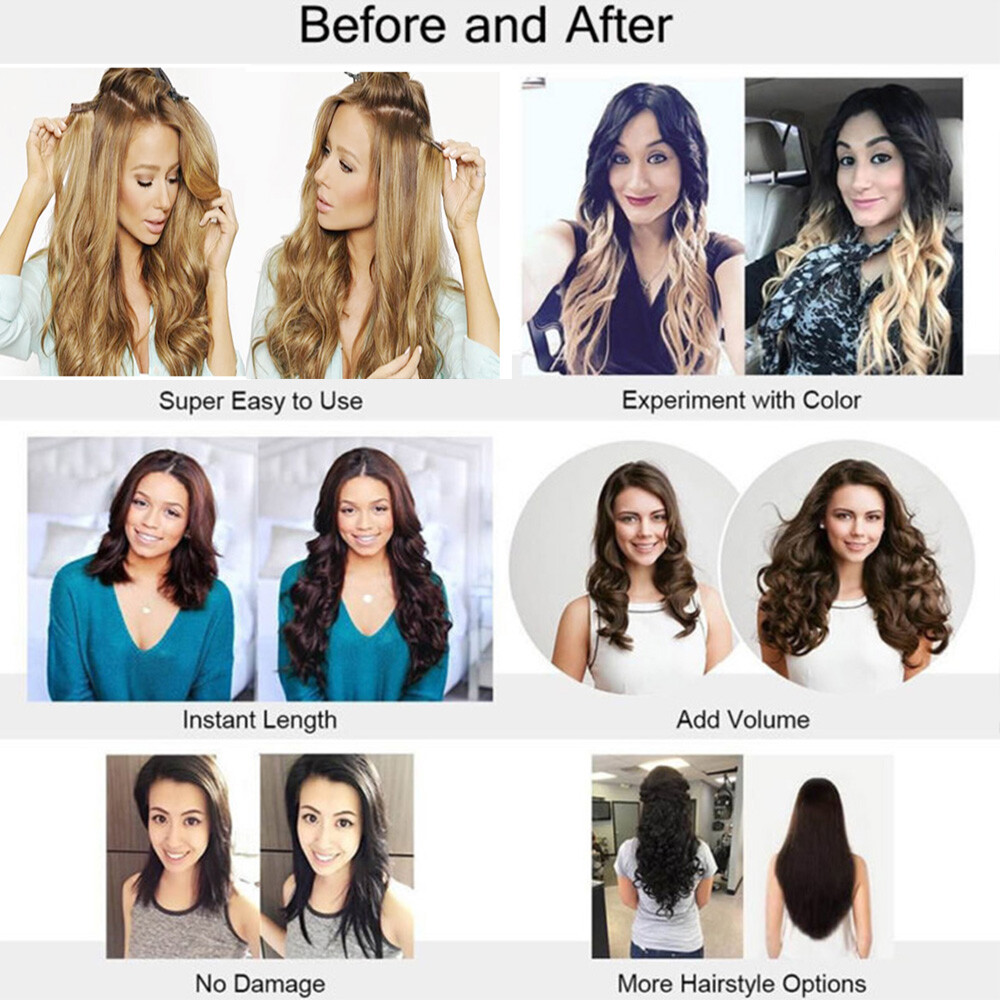 CLEARANCE Clip In 8 Pieces 18 Clips Full Head Russian Human Remy Hair Extensions