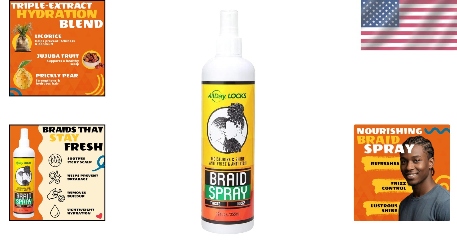 Refreshing Braid Spray for All Hair Types – 12 oz Anti-Itch & Shine Formula
