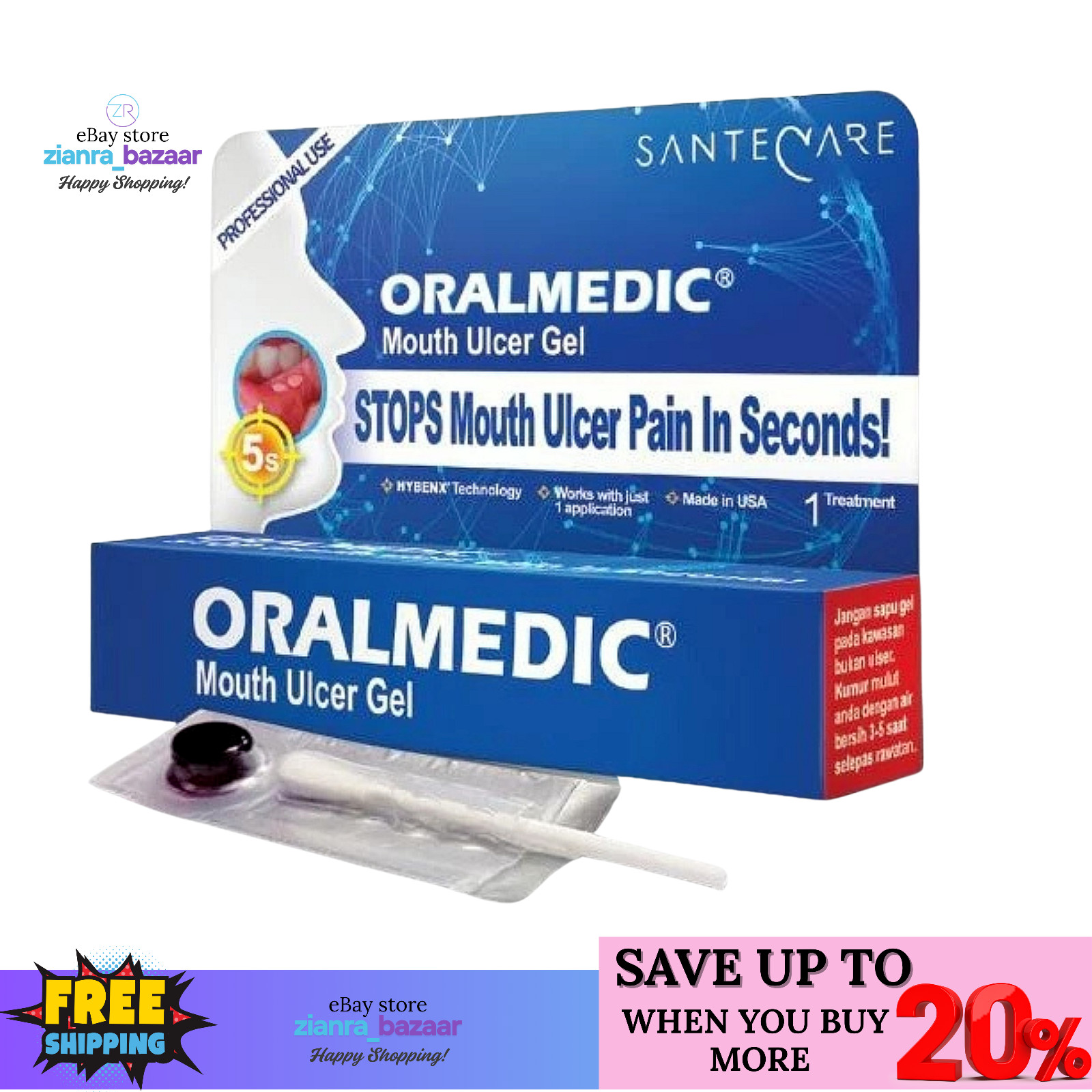 Oralmedic Mouth Ulcer Gel One Treatment Fast Pain Relief Free Shipping