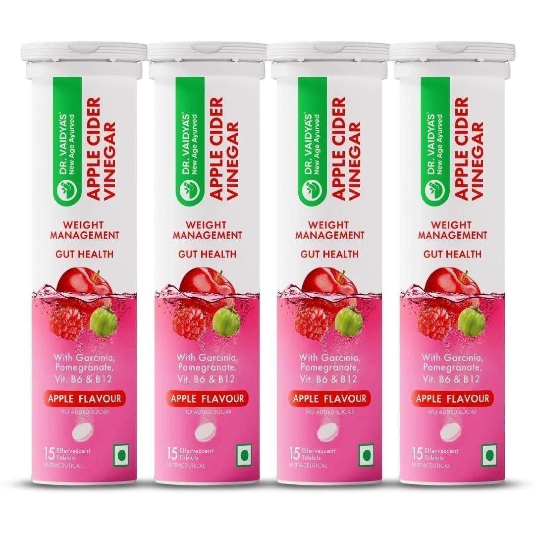 Dr. Vaidya’s Apple Cider Vinegar Effervescent Tablet with 60 Tablets, Pack of 4