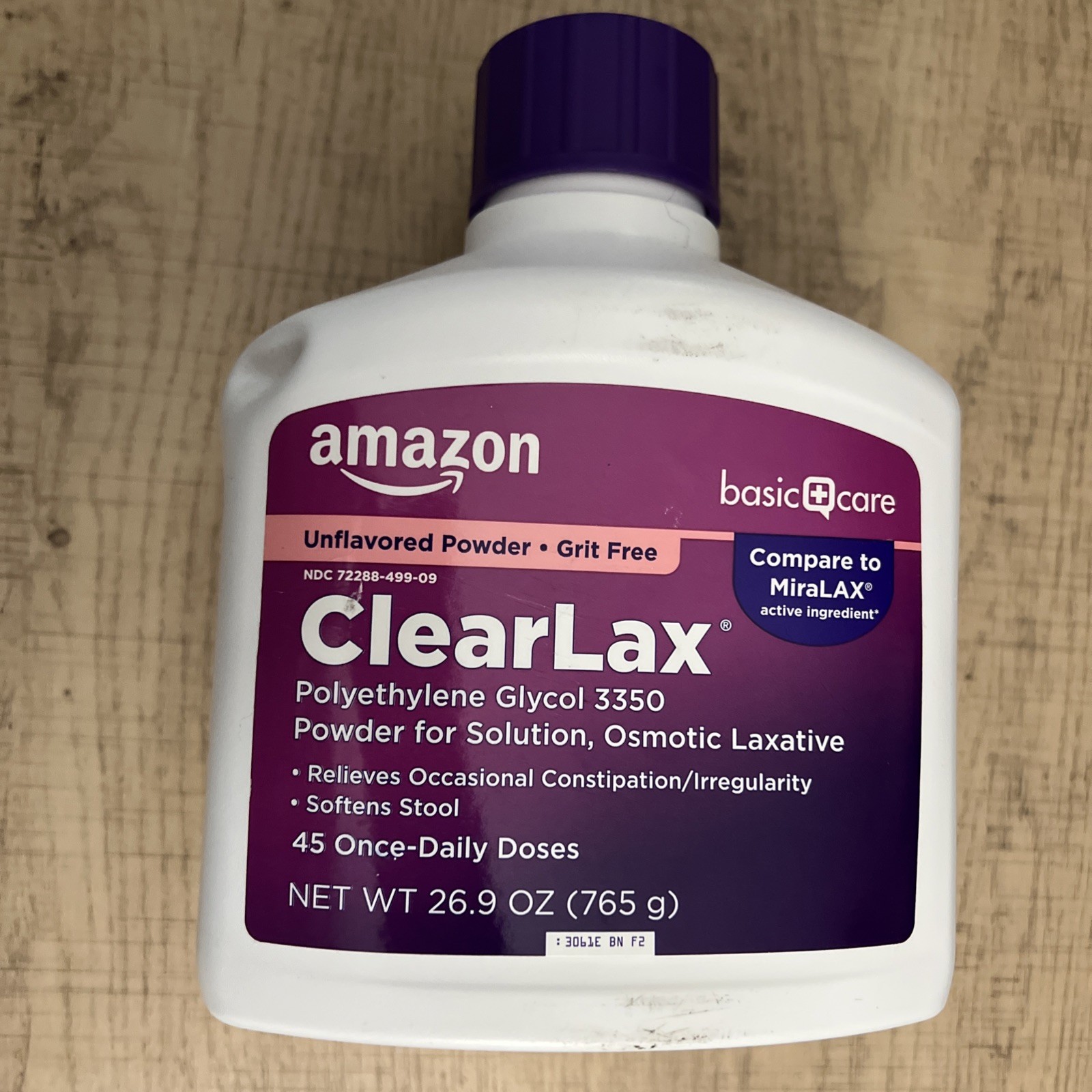 Amazon Basic Care ClearLax Polyethylene Glycol 3350 1.68 Pound (Pack of 1)
