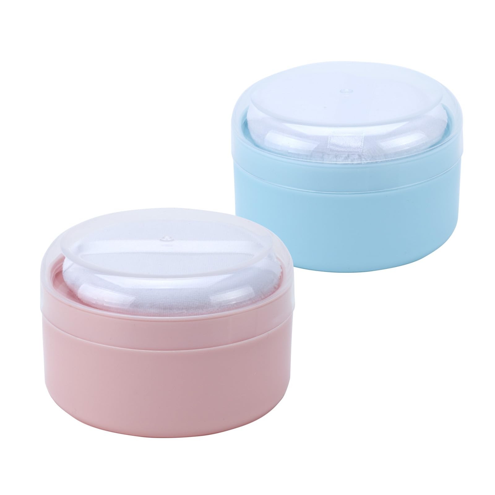 Body Powder Puff 2 Pcs with Container 3.54×2.36 inch – After-Bath Use, Pink