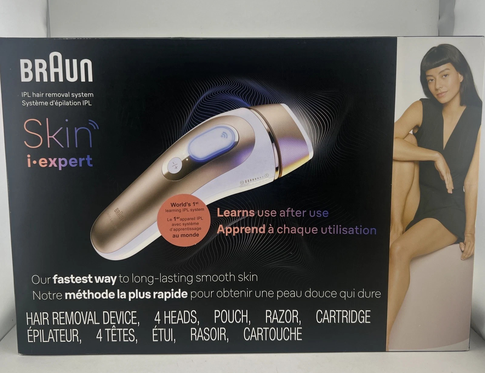 Braun Skin i·expert Smart IPL Hair Removal 4 Heads & Vanity Case, Model 6036