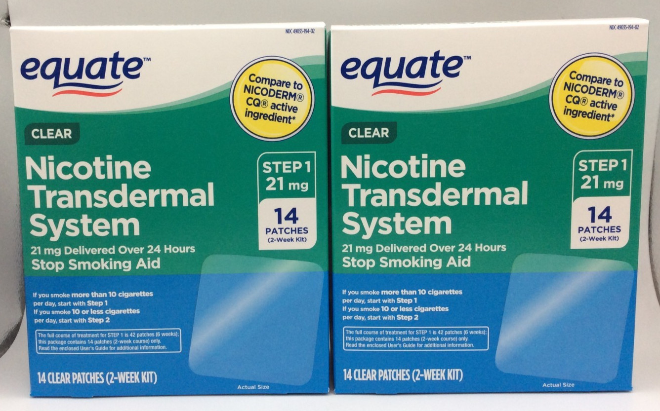 Equate Stop Smoking Patch 14 Clear Patches Step 1 / 21 mg, 09/2028, PACK OF 2