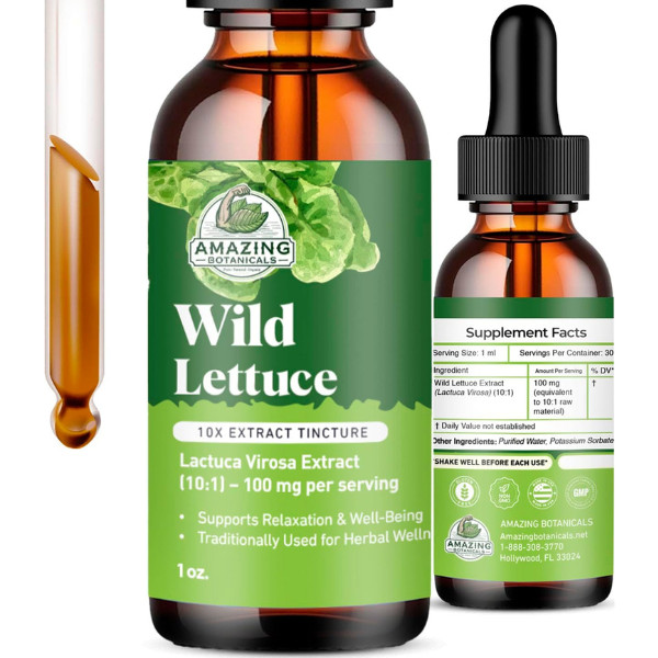 Amazing Botanicals Wild Lettuce 10X Extract Tincture Liquid Herbal Supplement