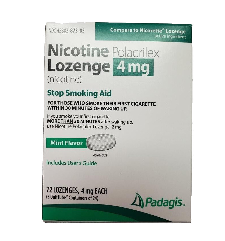 Padagis Nicotine Polacrilex Lozenge Stop Smoking Aid 4mg Mint Flavor 72 Lozenges