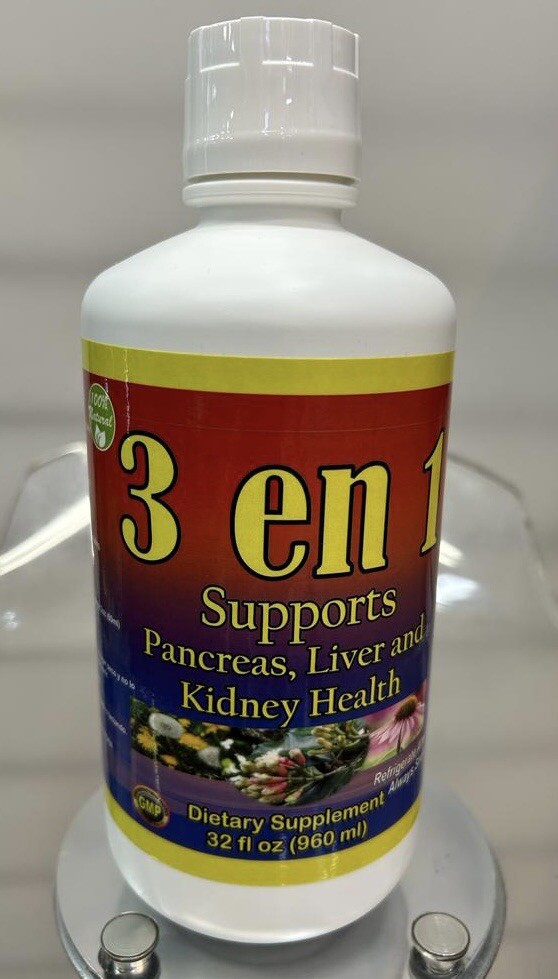 New 3 in 1 Pancreas Higado Rinon 100% Natural Liquid Liquido 32oz Supplemento