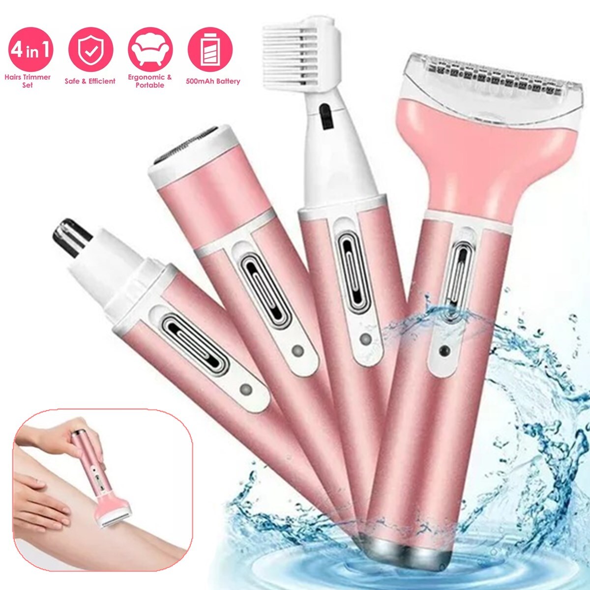 4 In 1 Women Electric Shaver Rechargeable Waterproof Razor Painless Epilator US