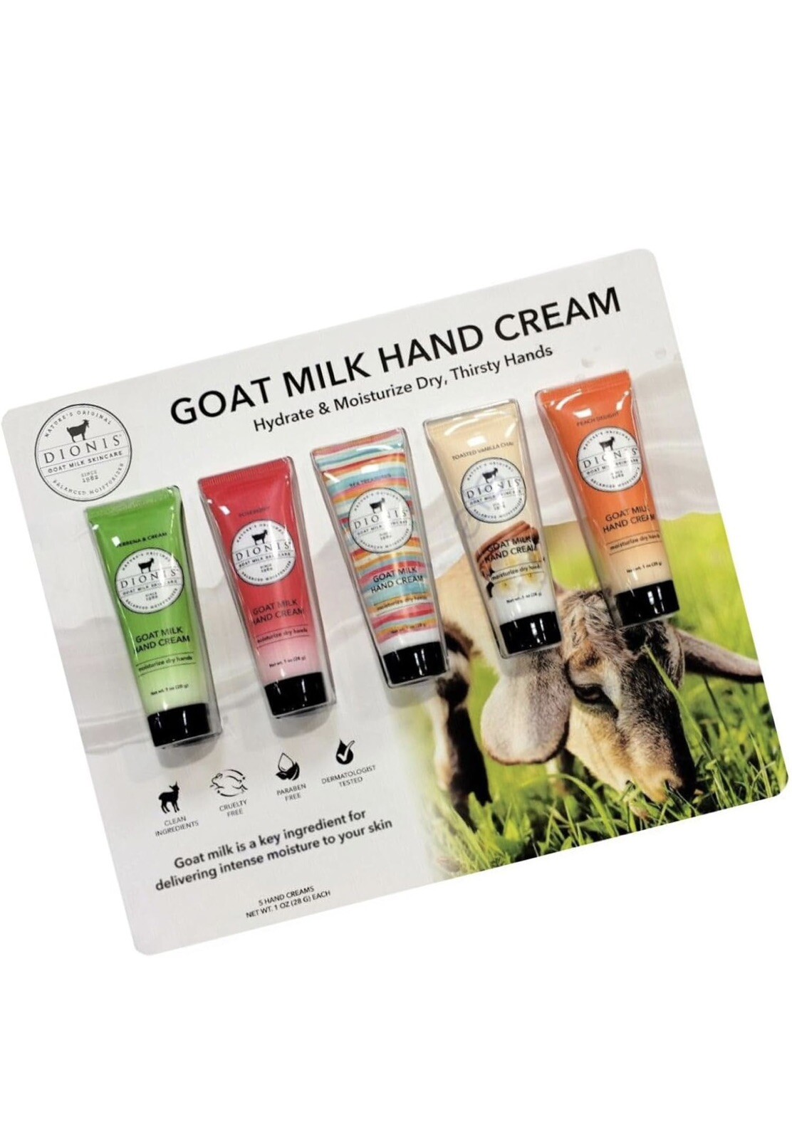 Dionis Goat Milk Skincare – 5 Pack of 1 oz Hand Creams (Creamy Coconut & Oats,