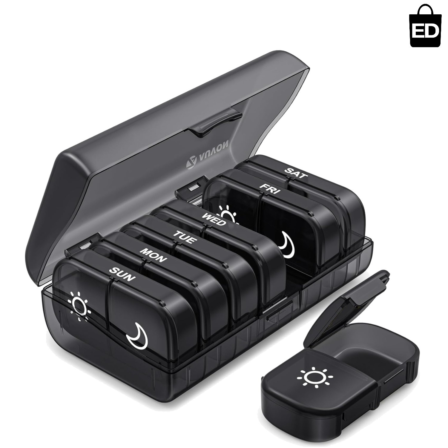 Child-Resistant XL Pill Box with Privacy Protection – 7 Days AM PM Organizer