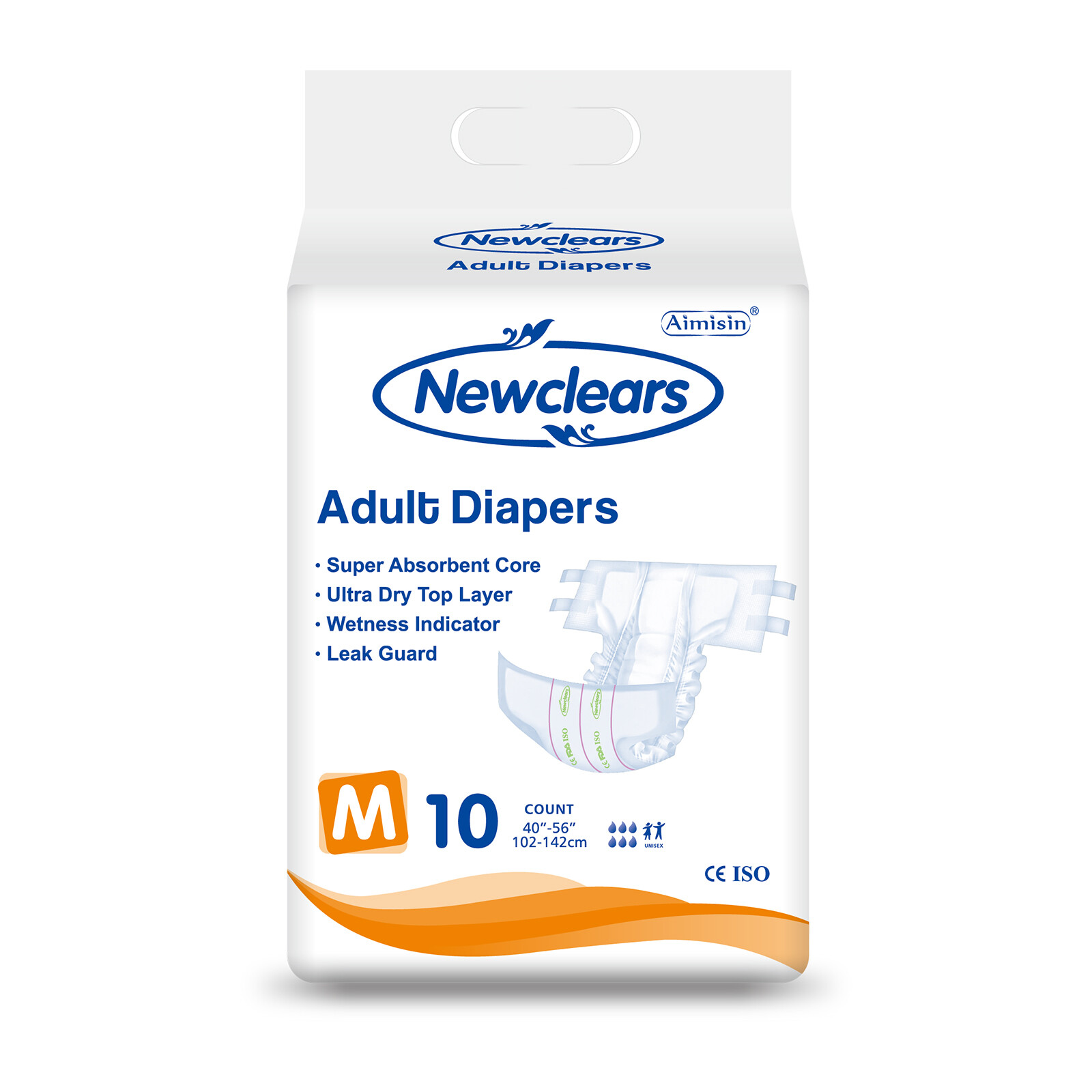 Newclears Adult Diapers with Tabs for Men Women Incontinent Diapers 20/40/60/80