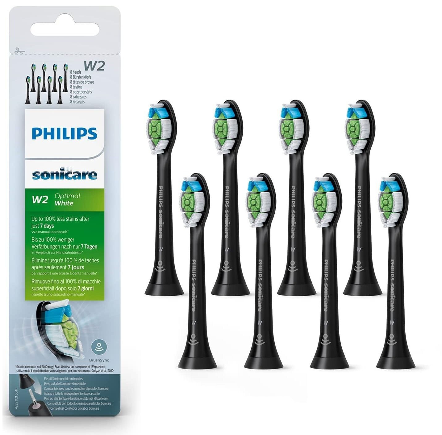 8x Packs Black W2 for Philips Sonicare DiamondClean Toothbrush Heads New Sealed