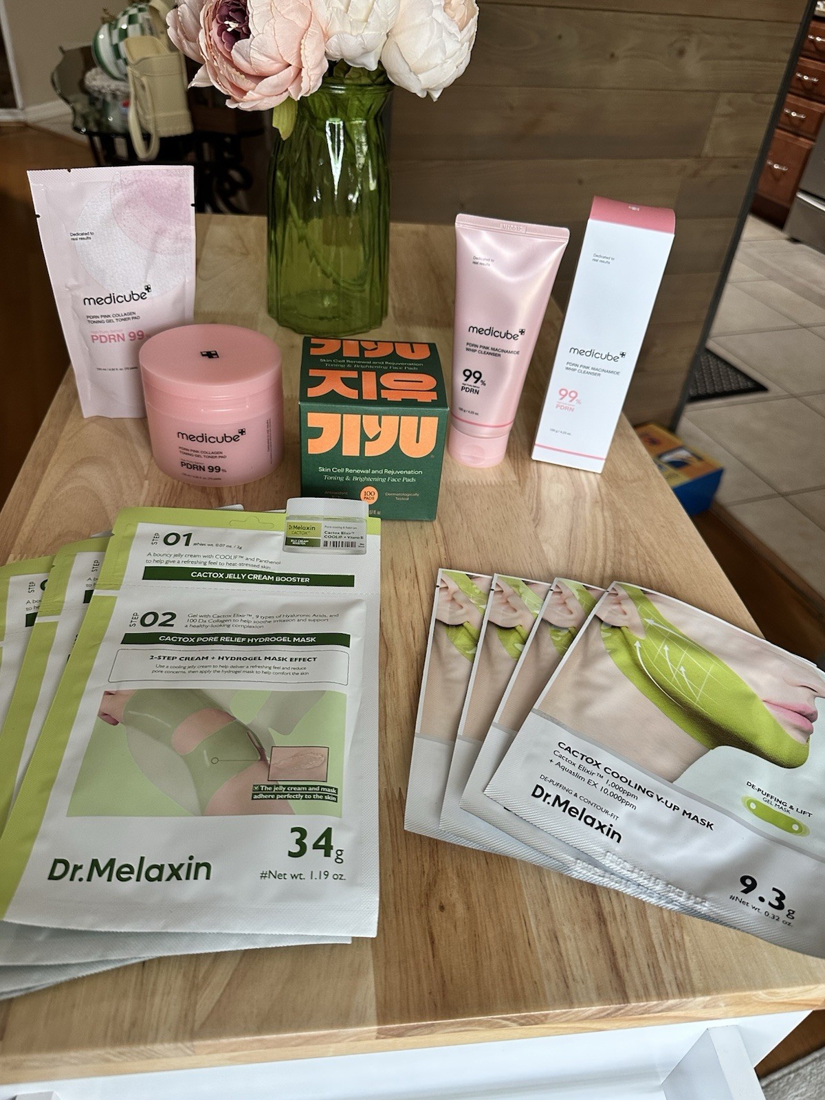 New Korean skincare bundle featuring Medicube, Dr. Melaxin, and JIYU