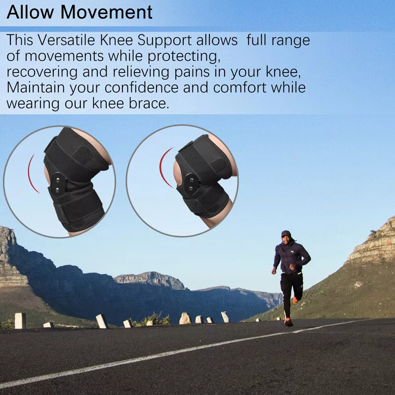 Hinged Knee Brace Compression Sleeve Joint Support Open Patella Stabilizer Wrap