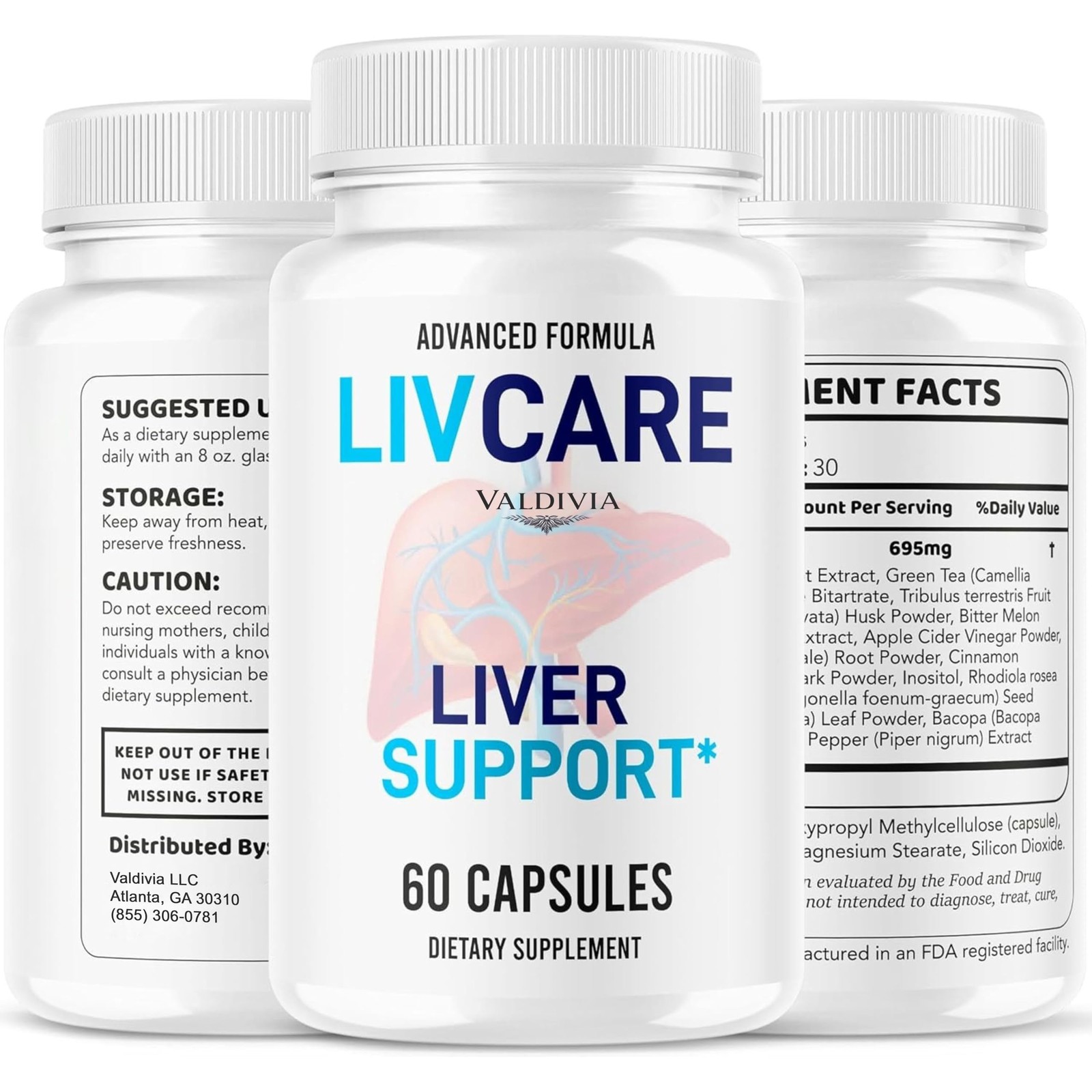 LivCare Liver Health Support Supplement Capsules Detox Natural 1 Pack 60Ct
