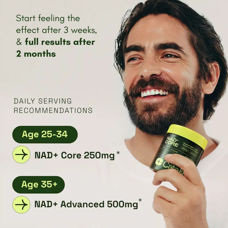 NAD+ Supplement 250mg Per Serving, 60 Capsules 30-Day Supply, Cata-Kor Advanced