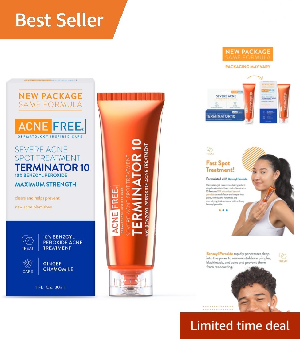 Benzoyl Peroxide Acne Cream – 10% Maximum Strength, Soothing & Hypoallergenic