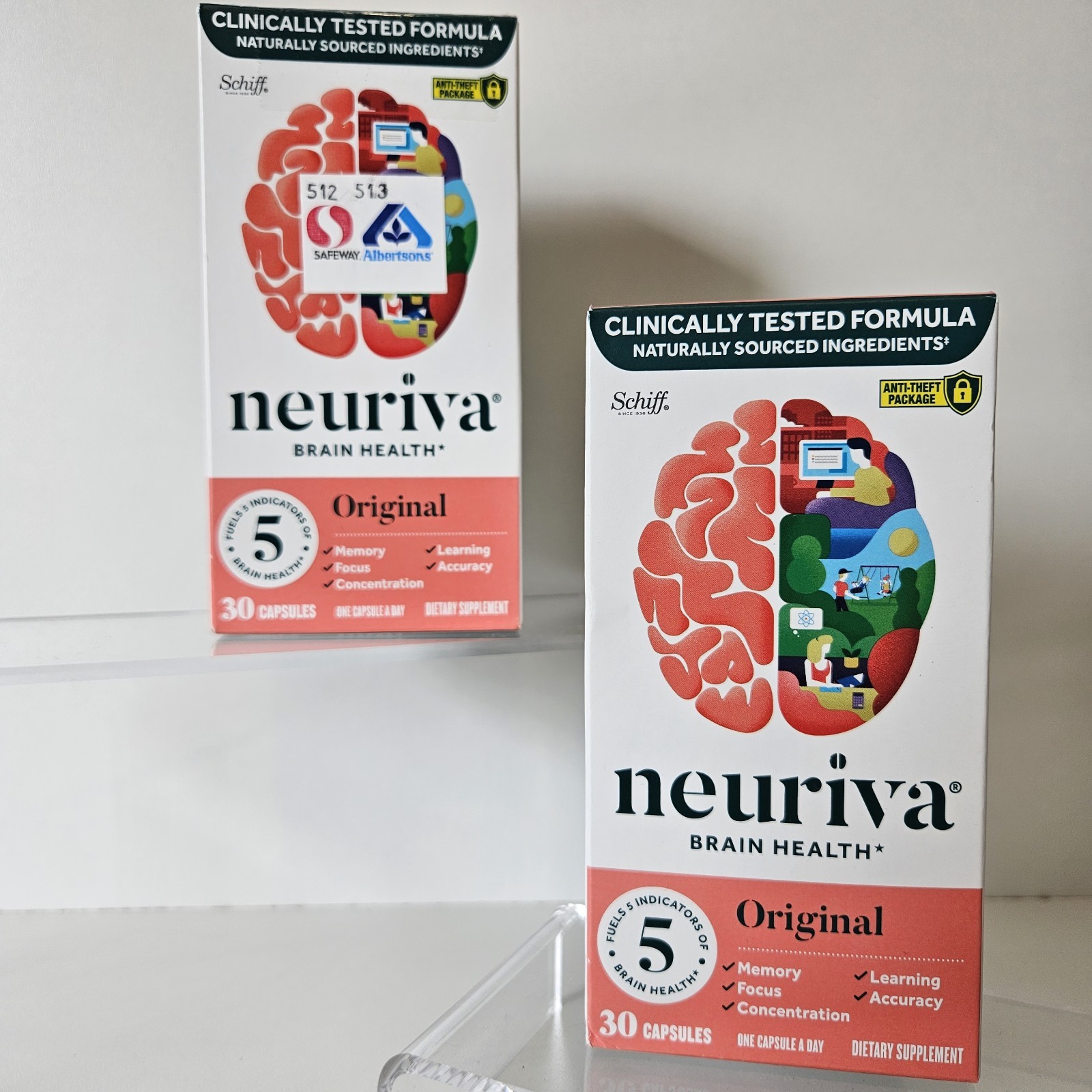 Neuriva Brain Health Original Memory Focus Concentration 2 Boxes 60 Total 08/27+