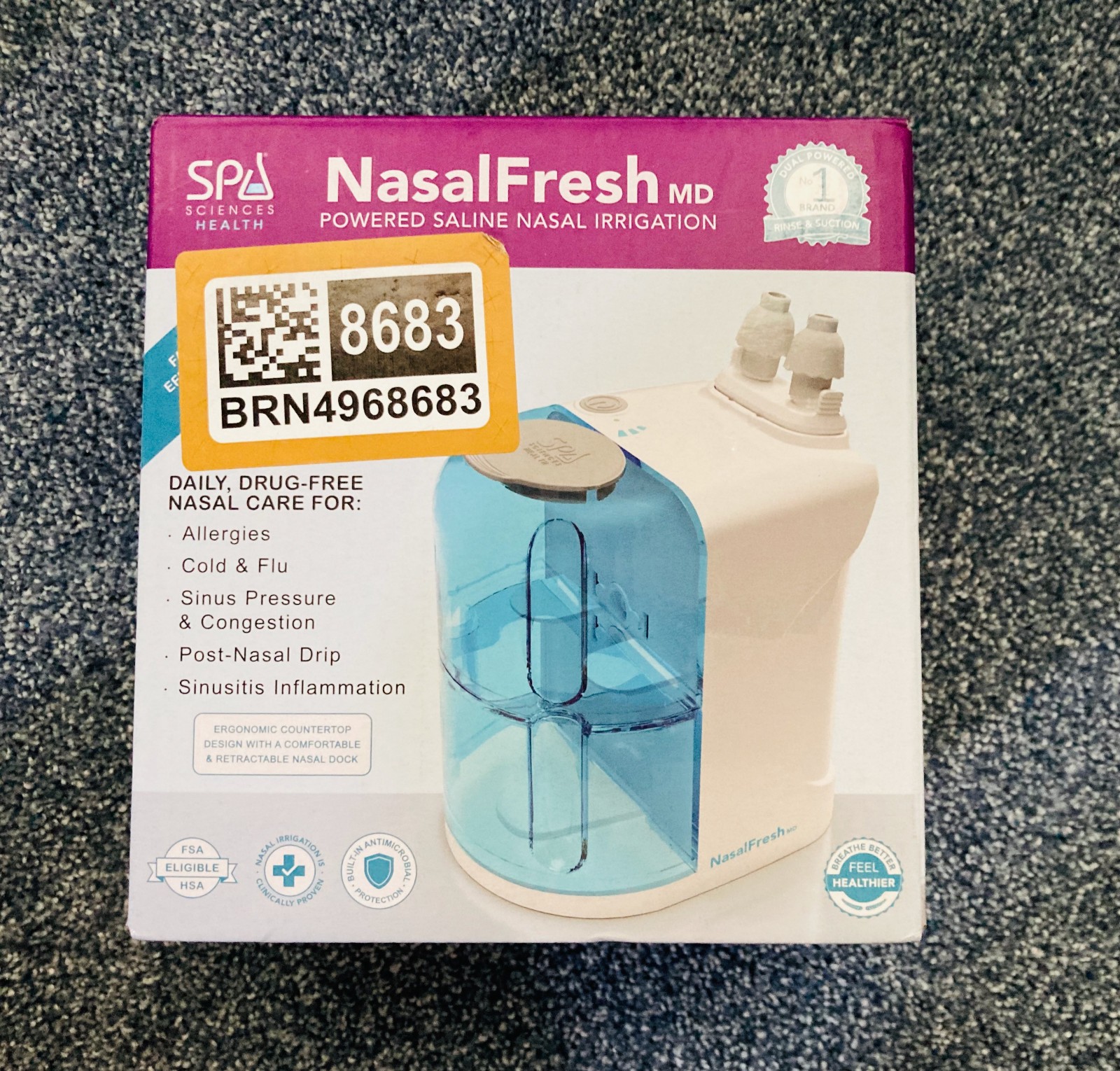 NASALFRESH MD Dual Powered Nasal Sinus Irrigation System Rinse Wash w/30 Packet