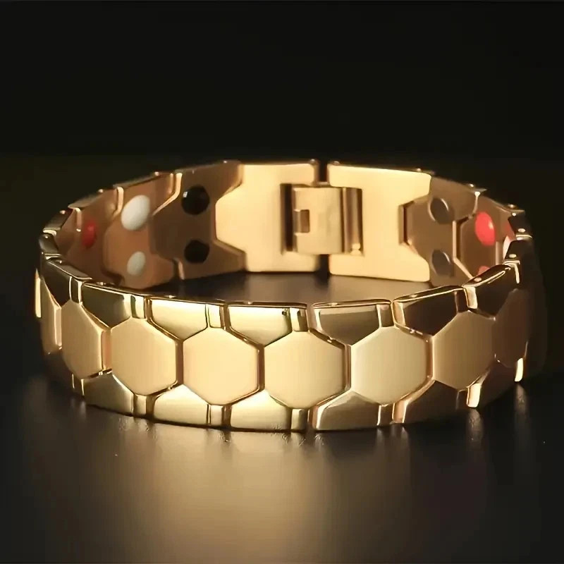 2× Men’s Magnetic Therapy Bracelet Stainless Steel 2 Row Strength Magnets USA
