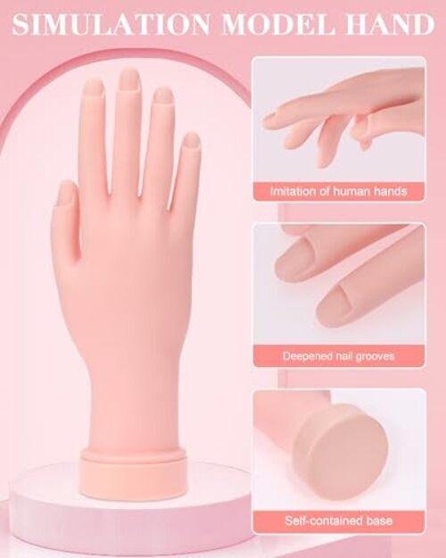Practice Hand for Acrylic Nails Soft Touch Mannequin Hand for 8.99 x 3.07in
