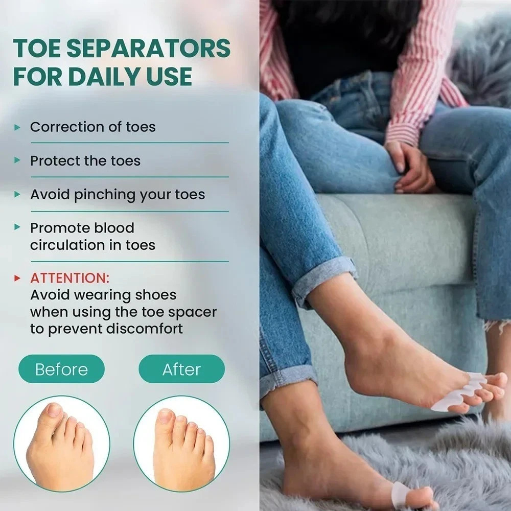 1 Pair Silicone Toe Separator Bunion Corrector Hammer Toe Straightener Soft Gel