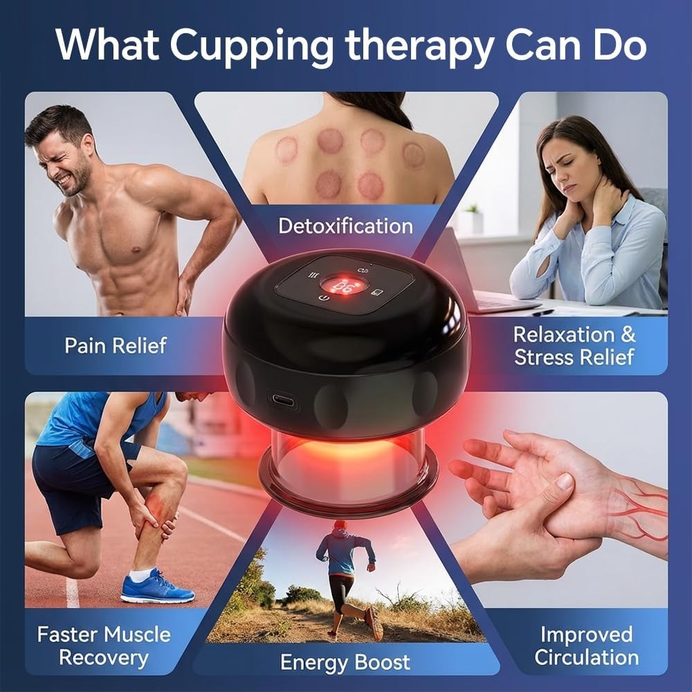 2PC Electric Heating Cupping Therapy Set Gua Sha Anti Cellulite Therapy Massager