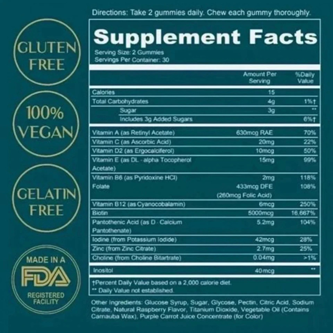 WEEM Hair Skin and Nails Gummies, Vegan biotin Vitamins, Healthy Hair- Pack of 3