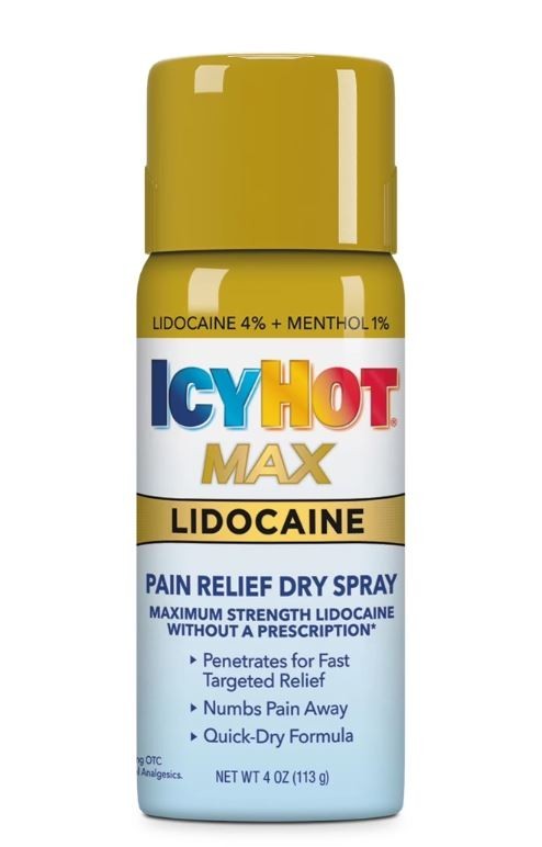 Icy Hot Max Strength Pain Relief Spray With Lidocaine Plus Menthol, 4 Ounces