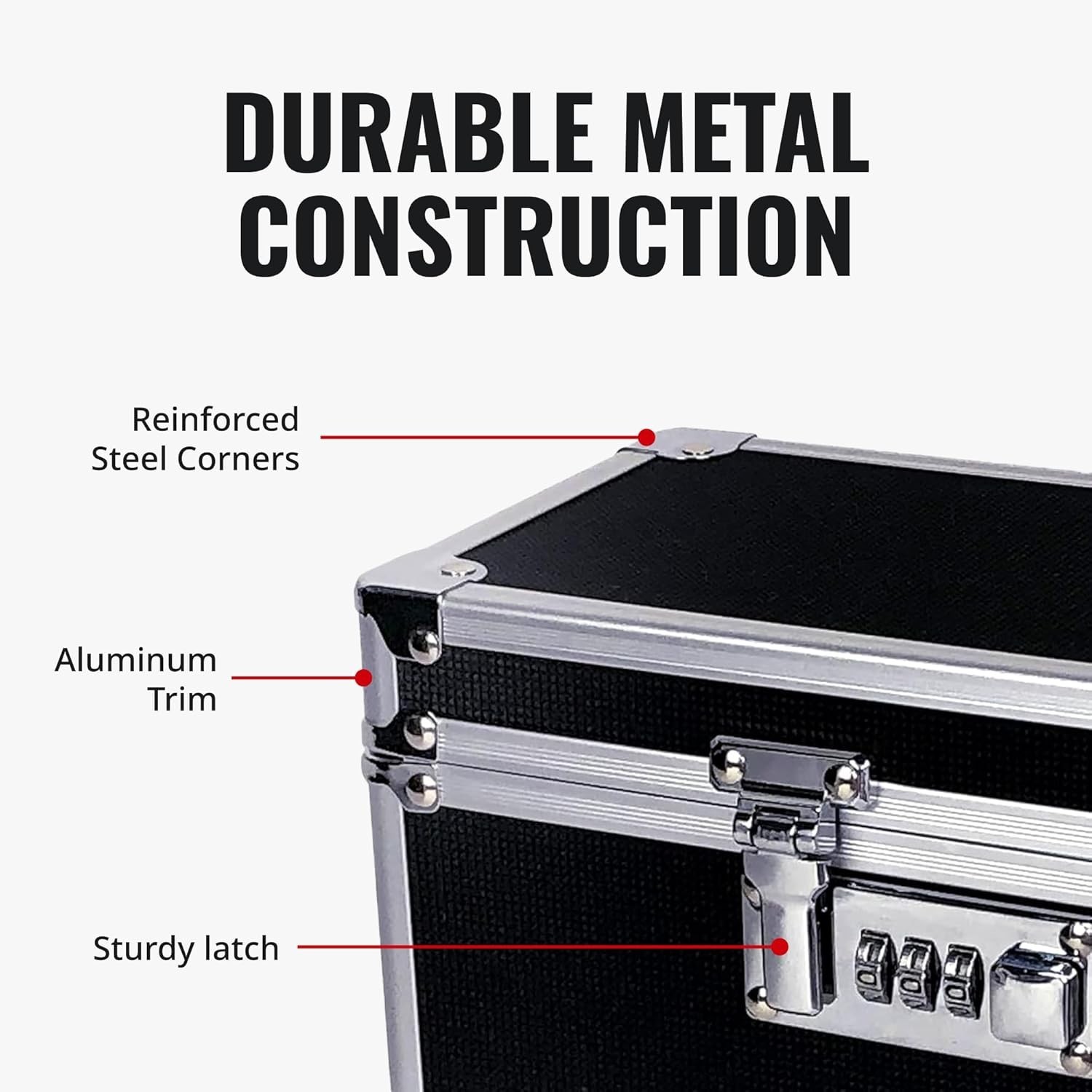 Secure Combination Lock Box Small Metal Safe for Medications Valuables Black