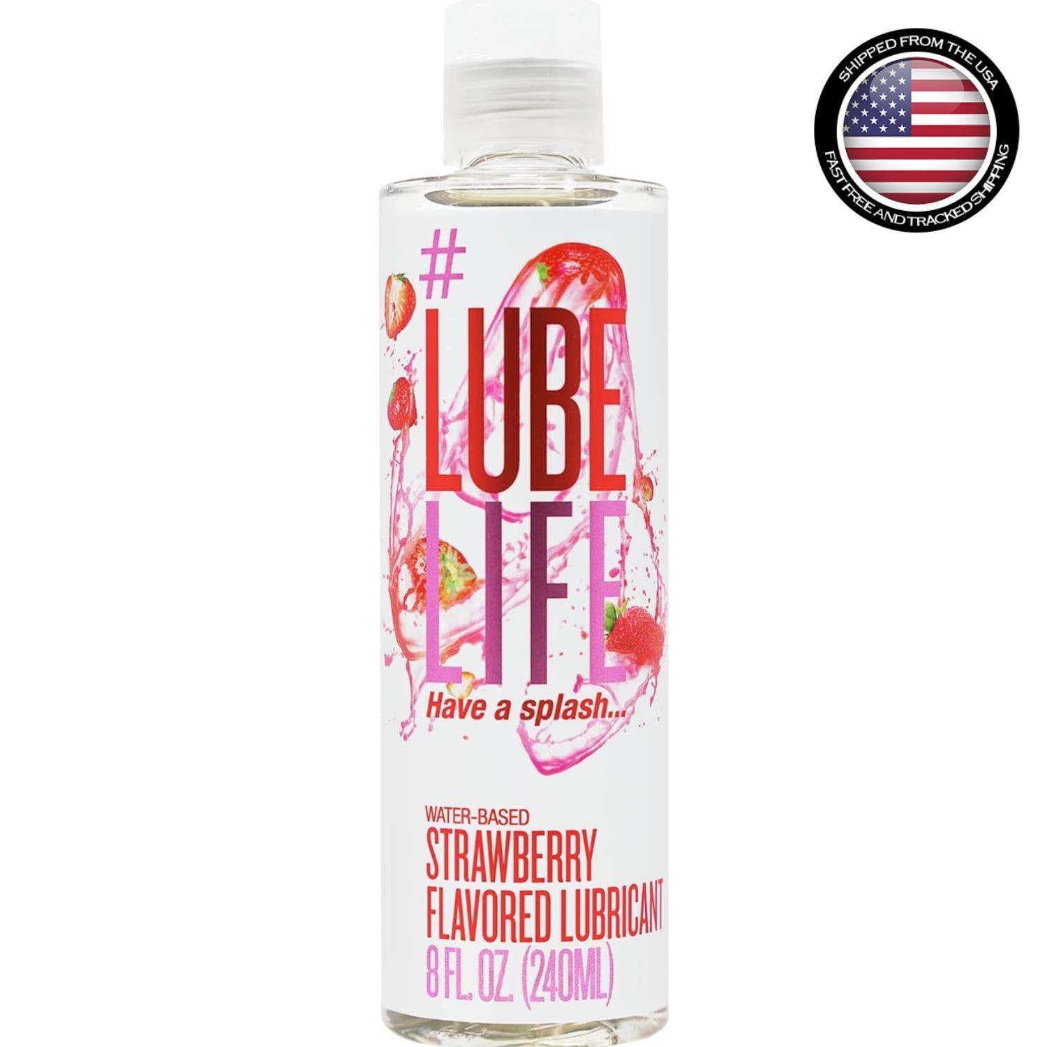 Delightful Strawberry Flavored Water-Based Lube – Natural & Gluten-Free, 8 Fl Oz