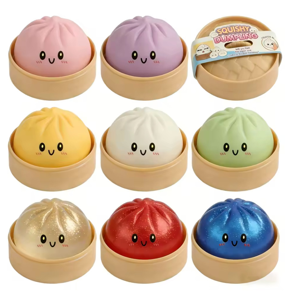 RED Giant Squishies Dumpling Bun Toy, Slow Rising Glitter Dumpling Stress Ball