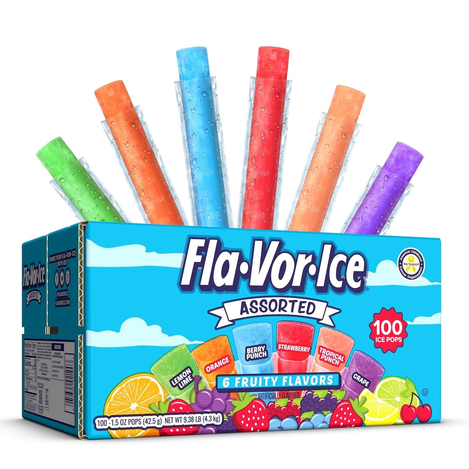 Refreshing Ice Pops Variety Pack – 100 Ct, 20 Calories Each, Summer Flavor Burst