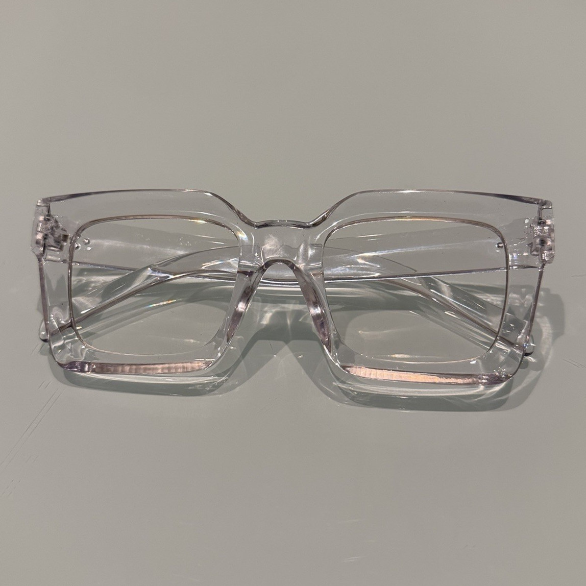 Unisex Adults Clear Full Rim Square Plastic Eyeglasses Frames, Solid Pattern
