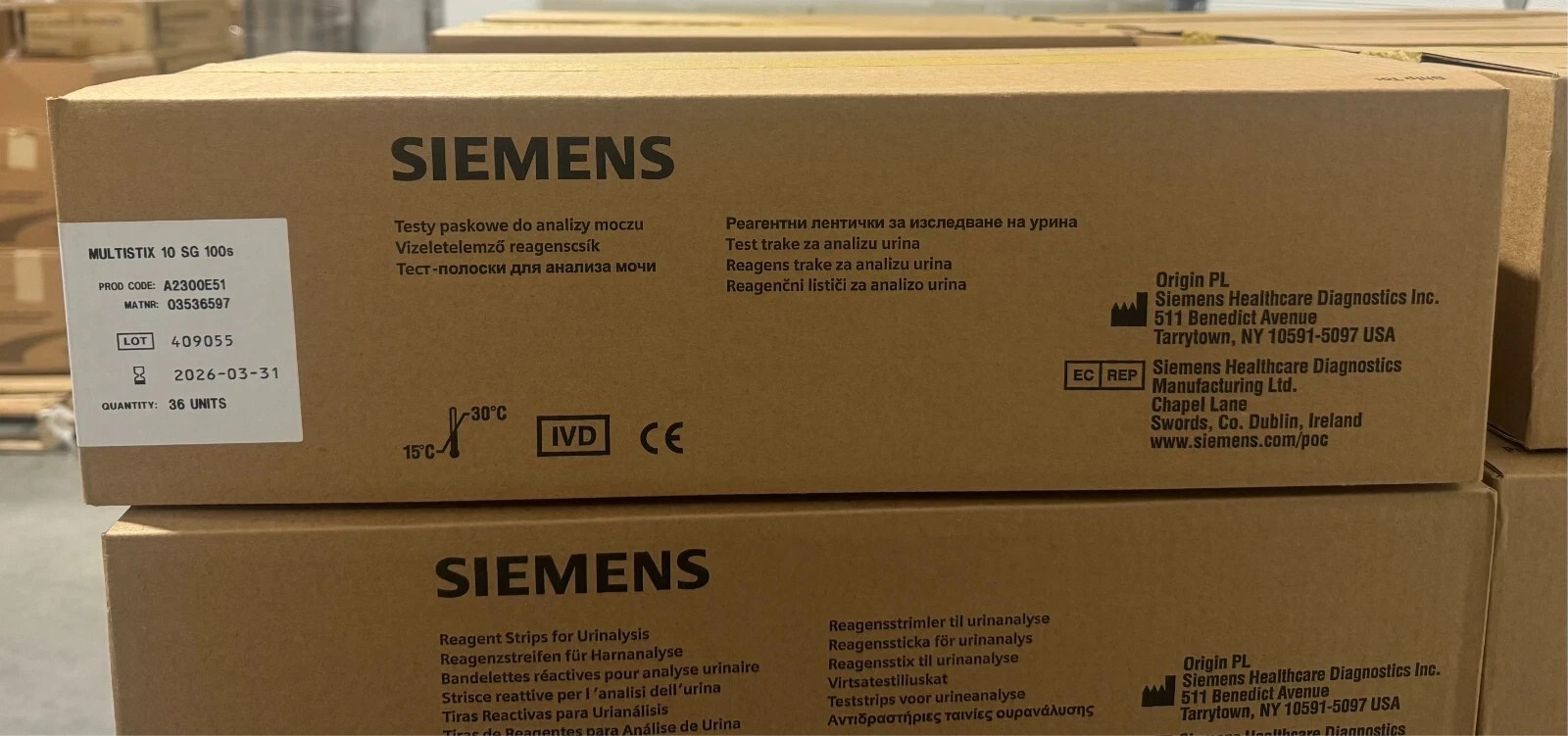 Siemens 2300 2161 Multistix 10 SG Test Strips – Case of 36 Boxes